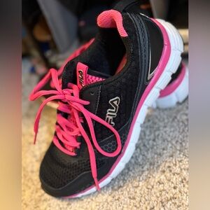 Fila Black and Pink Sneakers with Cushioned Midsole